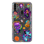 Samsung Galaxy A11 Cute Halloween Spooky Horror Scary Neon Characters Hybrid Protective Phone Case Cover