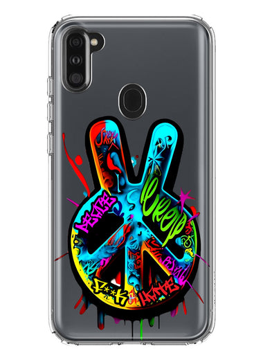 Samsung Galaxy A11 Peace Graffiti Painting Art Hybrid Protective Phone Case Cover