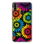 Samsung Galaxy A11 Neon Rainbow Glow Sunflowers Colorful Floral Pink Purple Double Layer Phone Case Cover