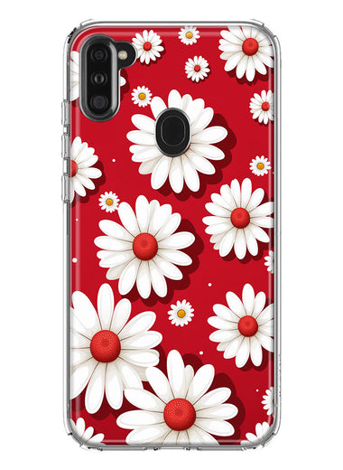 Samsung Galaxy A11 Cute White Red Daisies Polkadots Double Layer Phone Case Cover