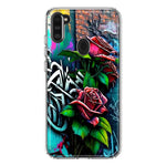 Samsung Galaxy A11 Red Roses Graffiti Painting Art Hybrid Protective Phone Case Cover