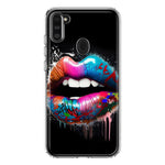 Samsung Galaxy A11 Colorful Lip Graffiti Painting Art Hybrid Protective Phone Case Cover