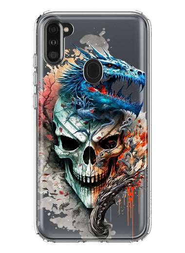 Samsung Galaxy A11 Fantasy Blue Dragon Dream Skull Double Layer Phone Case Cover
