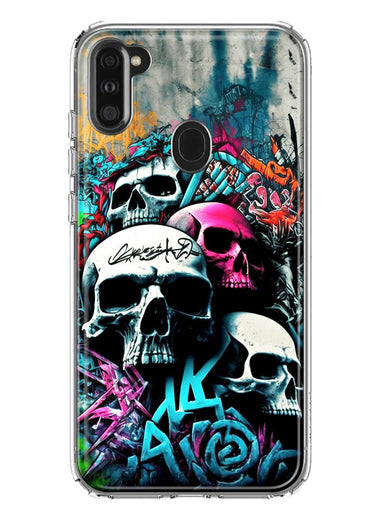 Samsung Galaxy A11 Skulls Graffiti Painting Art Hybrid Protective Phone Case Cover
