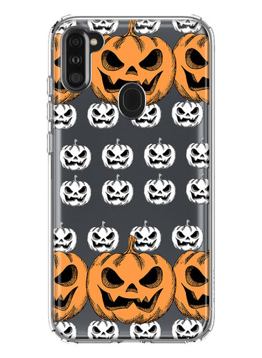 Samsung Galaxy A11 Halloween Spooky Horror Scary Jack O Lantern Pumpkins Hybrid Protective Phone Case Cover