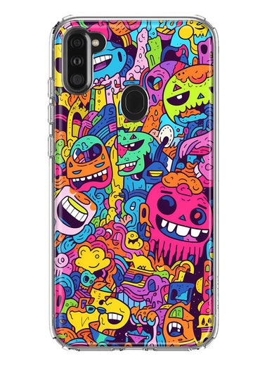 Samsung Galaxy A11 Psychedelic Trippy Happy Characters Pop Art Hybrid Protective Phone Case Cover