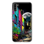 Samsung Galaxy A11 Urban City Full Moon Graffiti Painting Art Hybrid Protective Phone Case Cover
