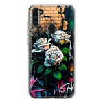 Samsung Galaxy A11 White Roses Graffiti Wall Art Painting Hybrid Protective Phone Case Cover