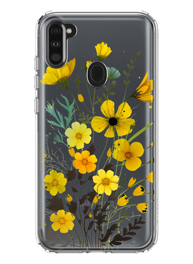 Samsung Galaxy A11 Yellow Summer Flowers Floral Hybrid Protective Phone Case Cover