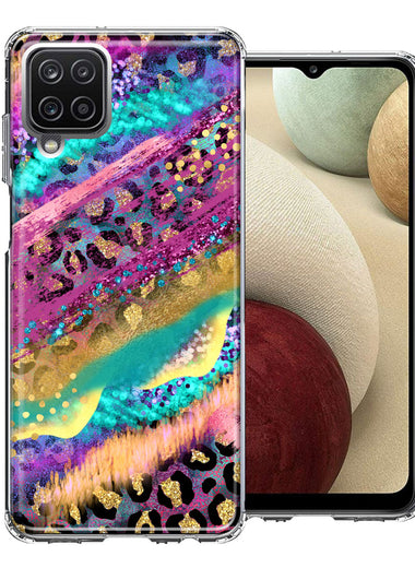Samsung Galaxy A12 Leopard Paint Colorful Beautiful Abstract Milkyway Double Layer Phone Case Cover