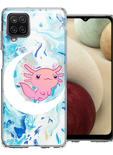 Samsung Galaxy A12 Pink Axolotl Moon Mable Design Double Layer Phone Case Cover