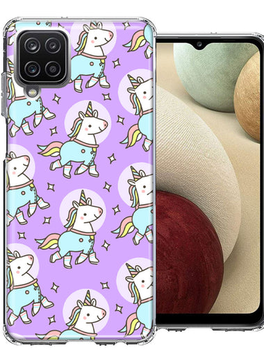 Samsung Galaxy A12 Cute Unicorns Purple Design Double Layer Phone Case Cover