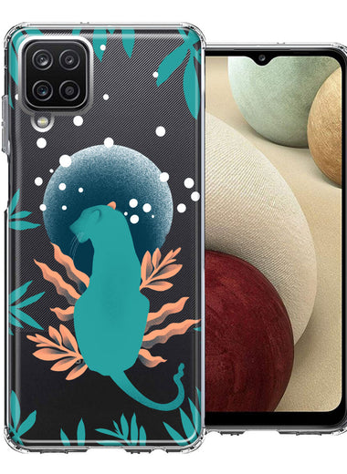 Samsung Galaxy A12 Moon Green Jaguar Design Double Layer Phone Case Cover