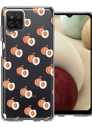 Samsung Galaxy A12 Polka Dot Peaches Design Double Layer Phone Case Cover