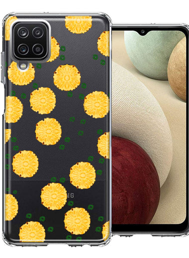 Samsung Galaxy A12 Tropical Pineapples Polkadots Design Double Layer Phone Case Cover