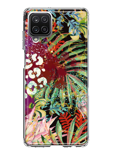 Samsung Galaxy A22 5G Leopard Tropical Flowers Vacation Dreams Hibiscus Floral Hybrid Protective Phone Case Cover