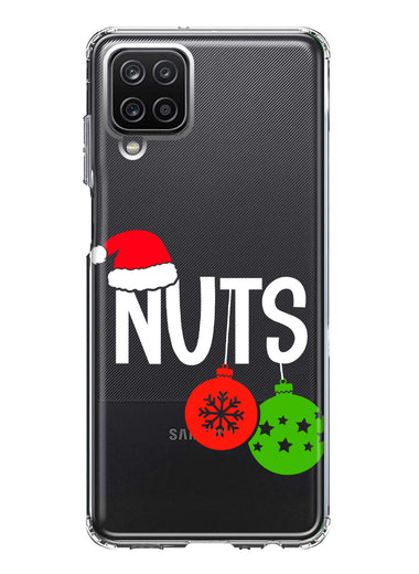 Samsung Galaxy A12 Christmas Funny Couples Chest Nuts Ornaments Hybrid Protective Phone Case Cover