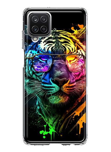 Samsung Galaxy A22 5G Neon Rainbow Swag Tiger Hybrid Protective Phone Case Cover