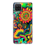 Samsung Galaxy A22 5G Neon Rainbow Psychedelic Indie Hippie Sunflowers Hybrid Protective Phone Case Cover
