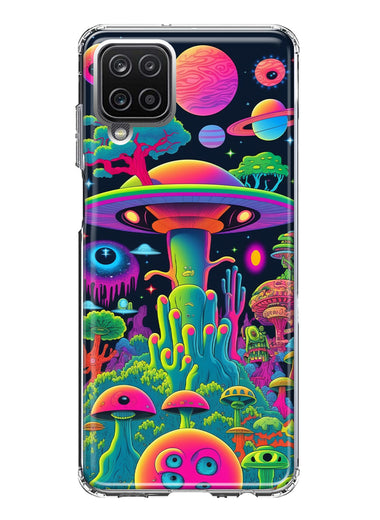 Samsung Galaxy A22 5G Neon Rainbow Psychedelic UFO Alien Planet Hybrid Protective Phone Case Cover