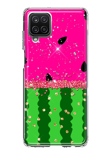 Samsung Galaxy A12 Summer Watermelon Sugar Vacation Tropical Fruit Pink Green Hybrid Protective Phone Case Cover
