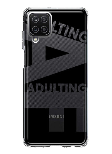 Samsung Galaxy A22 5G Black Clear Funny Text Quote Adulting AF Hybrid Protective Phone Case Cover