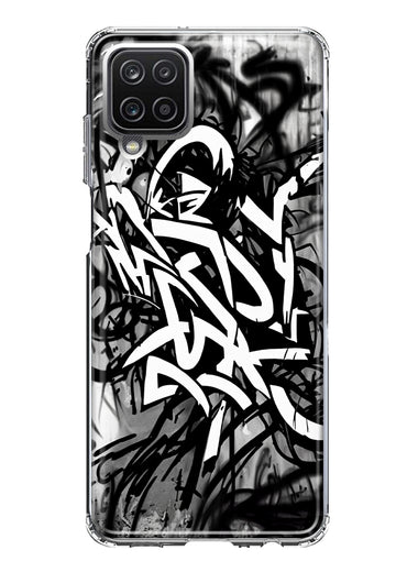 Samsung Galaxy A22 5G Black White Urban Graffiti Hybrid Protective Phone Case Cover