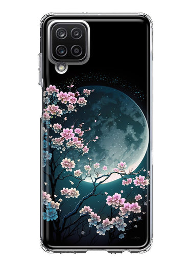 Samsung Galaxy A22 5G Kawaii Manga Pink Cherry Blossom Full Moon Hybrid Protective Phone Case Cover
