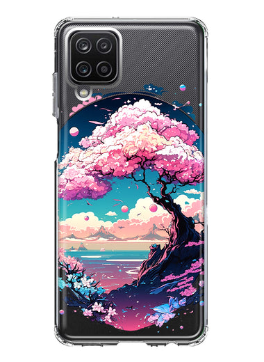 Samsung Galaxy A12 Kawaii Manga Pink Cherry Blossom Japanese Sky Floral Ocean Hybrid Protective Phone Case Cover