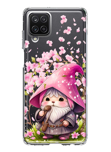 Samsung Galaxy A12 Cute Pink Cherry Blossom Gnome Spring Floral Flowers Double Layer Phone Case Cover