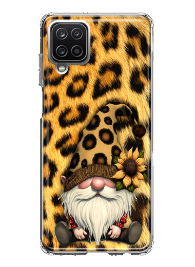 Samsung Galaxy A12 Gnome Sunflower Leopard Hybrid Protective Phone Case Cover