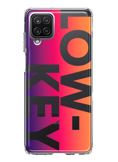 Samsung Galaxy A22 5G Purple Pink Orange Clear Funny Text Quote Low Key Hybrid Protective Phone Case Cover