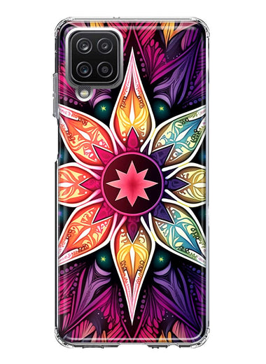 Samsung Galaxy A22 5G Mandala Geometry Abstract Star Pattern Hybrid Protective Phone Case Cover