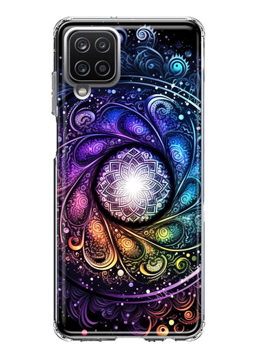 Samsung Galaxy A22 5G Mandala Geometry Abstract Galaxy Pattern Hybrid Protective Phone Case Cover