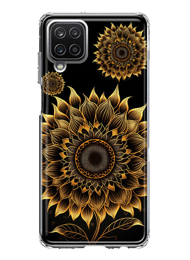 Samsung Galaxy A22 5G Mandala Geometry Abstract Sunflowers Pattern Hybrid Protective Phone Case Cover