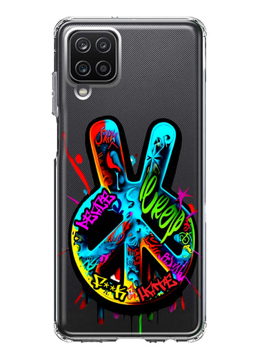 Samsung Galaxy A12 Peace Graffiti Painting Art Hybrid Protective Phone Case Cover