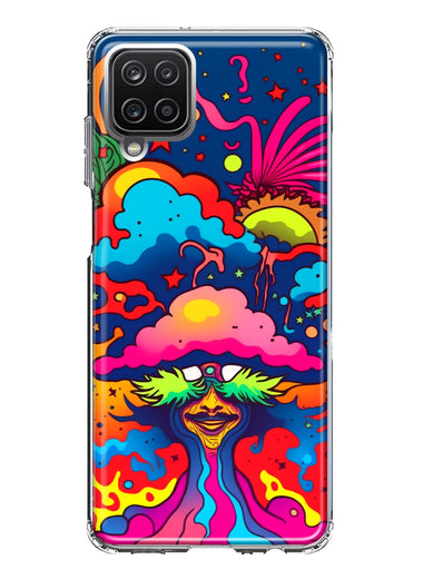 Samsung Galaxy A12 Neon Rainbow Psychedelic Trippy Hippie Bomb Star Dream Hybrid Protective Phone Case Cover