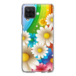 Samsung Galaxy A22 5G Colorful Rainbow Daisies Blue Pink White Green Double Layer Phone Case Cover