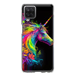 Samsung Galaxy A12 Neon Rainbow Glow Unicorn Floral Hybrid Protective Phone Case Cover