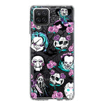 Samsung Galaxy A22 5G Roses Halloween Spooky Horror Characters Spider Web Hybrid Protective Phone Case Cover