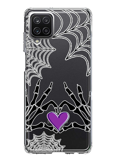 Samsung Galaxy A22 5G Halloween Skeleton Heart Hands Spooky Spider Web Hybrid Protective Phone Case Cover