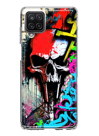 Samsung Galaxy A12 Skull Face Graffiti Painting Art Hybrid Protective Phone Case Cover