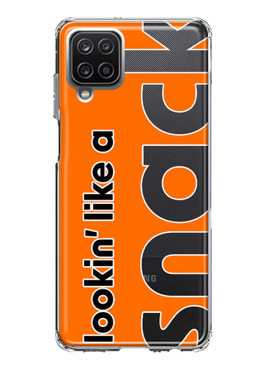 Samsung Galaxy A22 5G Orange Clear Funny Text Quote Snack Hybrid Protective Phone Case Cover