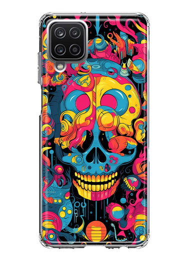 Samsung Galaxy A12 Psychedelic Trippy Death Skull Pop Art Hybrid Protective Phone Case Cover