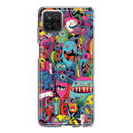 Samsung Galaxy A22 5G Psychedelic Trippy Happy Aliens Characters Hybrid Protective Phone Case Cover