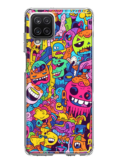 Samsung Galaxy A12 Psychedelic Trippy Happy Characters Pop Art Hybrid Protective Phone Case Cover