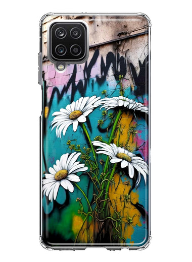 Samsung Galaxy A12 White Daisies Graffiti Wall Art Painting Hybrid Protective Phone Case Cover