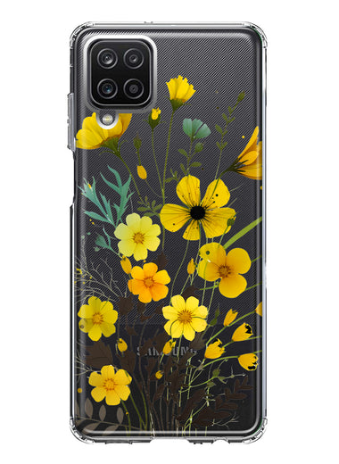 Samsung Galaxy A22 5G Yellow Summer Flowers Floral Hybrid Protective Phone Case Cover