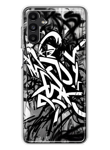 Samsung Galaxy A14 Black White Urban Graffiti Hybrid Protective Phone Case Cover