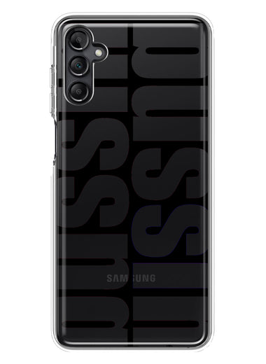 Samsung Galaxy A13 Black Clear Funny Text Quote Bussin Hybrid Protective Phone Case Cover